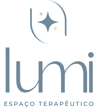 Logotipo Lumi Espaço Terapêutico: símbolo de dois L espelhados envolvendo estrelas